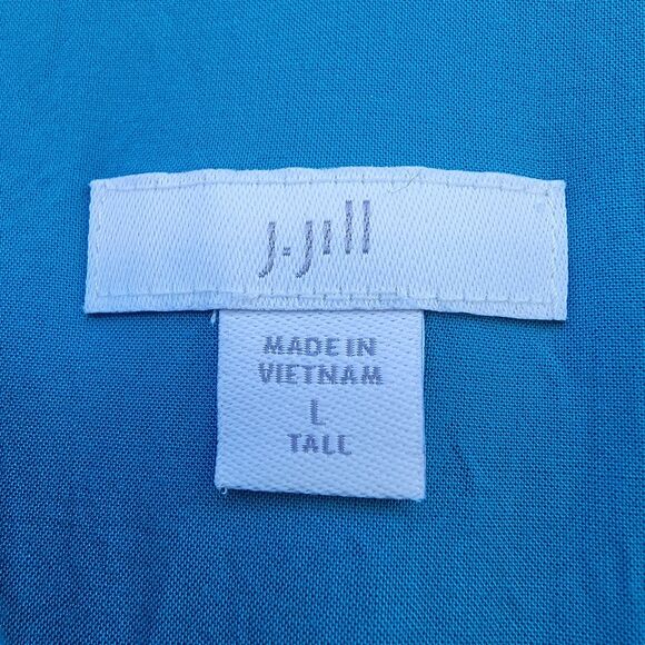 J. Jill Maxi Dress Sz Large Tall Sleeveless  Color Block Blu/grn Pockets Beachy - Picture 5 of 6